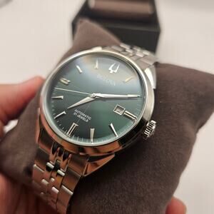 BULOVA MEN'S SUTTON, GREEN DIAL STAINLESS AUTOMATIC QUARTZ WATCH 96B424